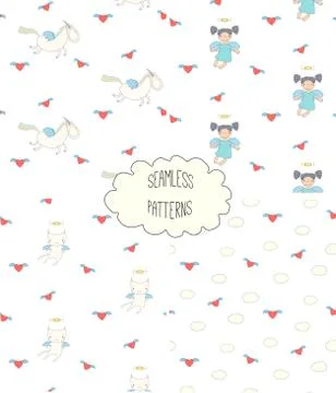 Collection of angel patterns Illustrazione stock