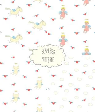 Collection of angel patterns Stock Illustration
