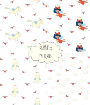 Collection of angel patterns Stock Illustration