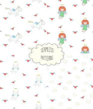 Collection of angel patterns Stock Illustration