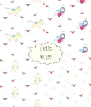 Collection of angel patterns Stock Illustration