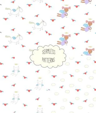 Collection of angel patterns Illustrazione stock