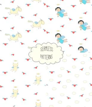 Collection of angel patterns Illustrazione stock