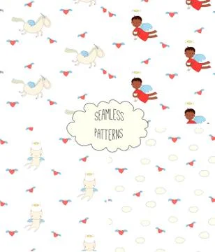 Collection of angel patterns Stock Illustration