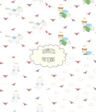 Collection of angel patterns Stock Illustration