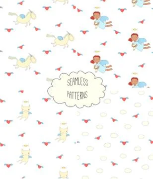Collection of angel patterns Stock Illustration