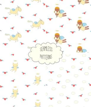 Collection of angel patterns Illustrazione stock
