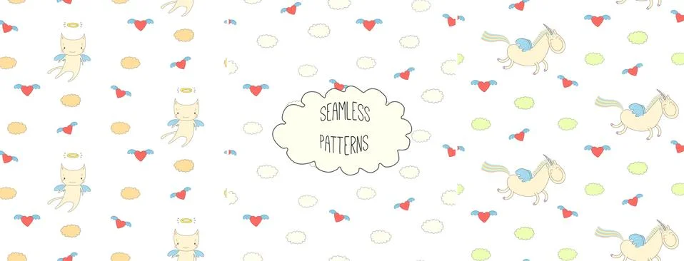 Collection of angel patterns Stock Illustration