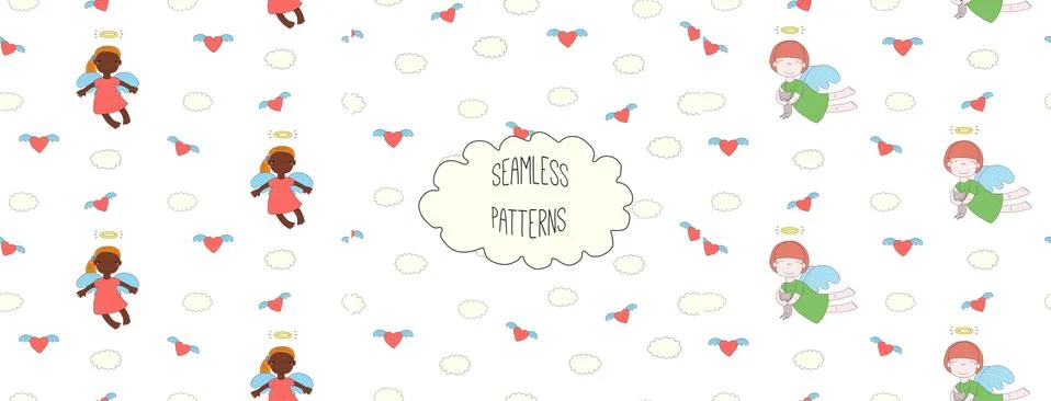 Collection of angel patterns Stock Illustration