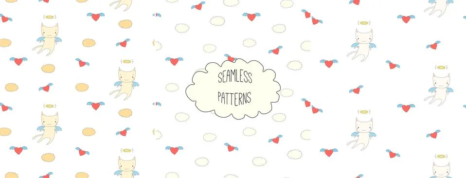 Collection of angel patterns Stock Illustration