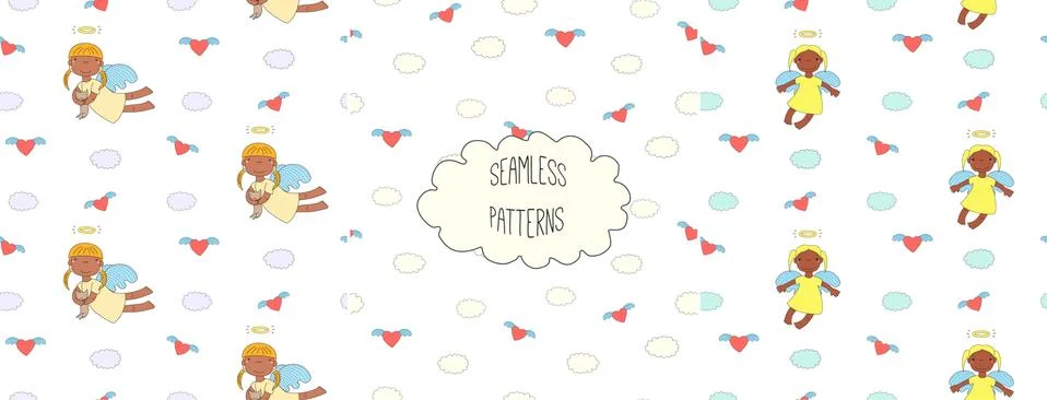 Collection of angel patterns Illustrazione stock