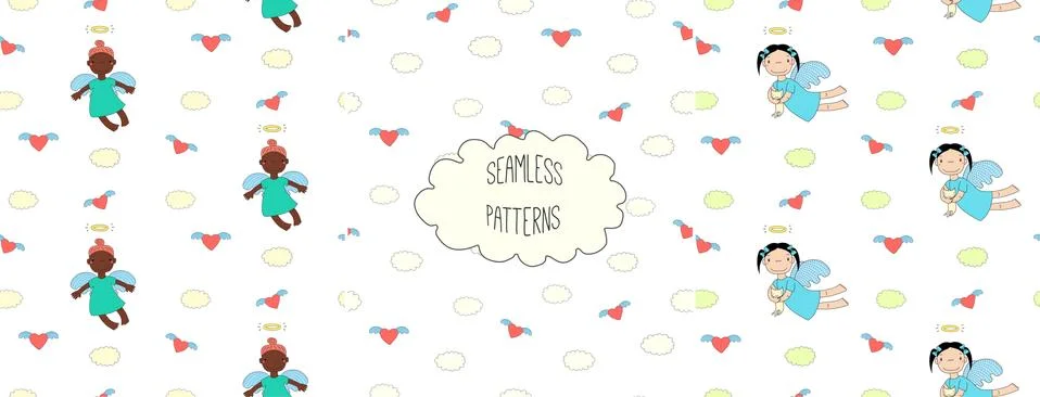 Collection of angel patterns Illustrazione stock