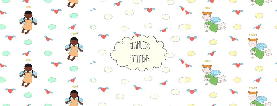 Collection of angel patterns Illustrazione stock
