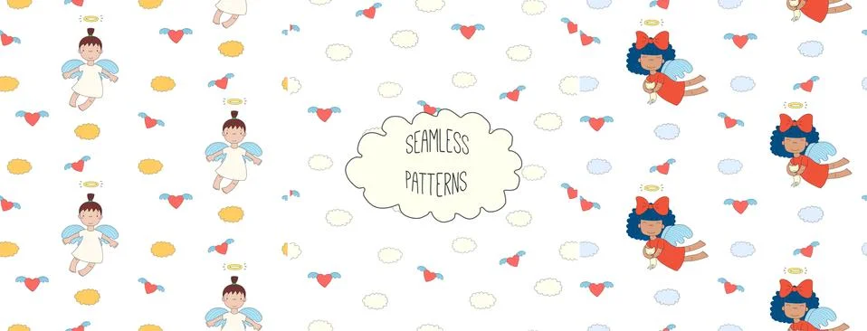 Collection of angel patterns Stock Illustration