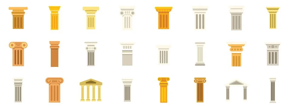 Collection of antique columns representing classical architecture Stock Illustration