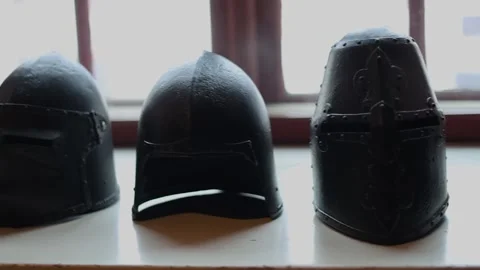 Collection of antique objects inside a medieval castle 4K ultra HD Stock Footage 321151177