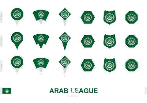 Collection of the Arab League flag in different shapes and with three diffe.. Stock Illustration
