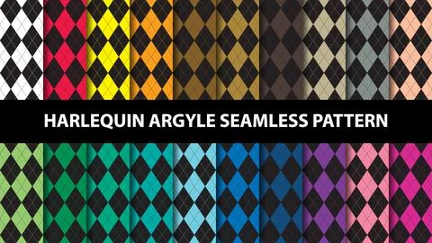 Collection of argyle harlequin vector seamless pattern Illustrazione stock