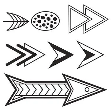 Collection of arrows and targets flat design vector illustration Stock Illustration