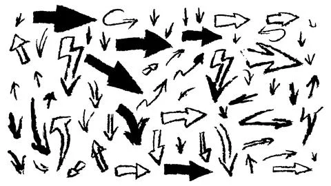 Collection of arrows indicating the direction, set of black grunge arrows Stock Illustration
