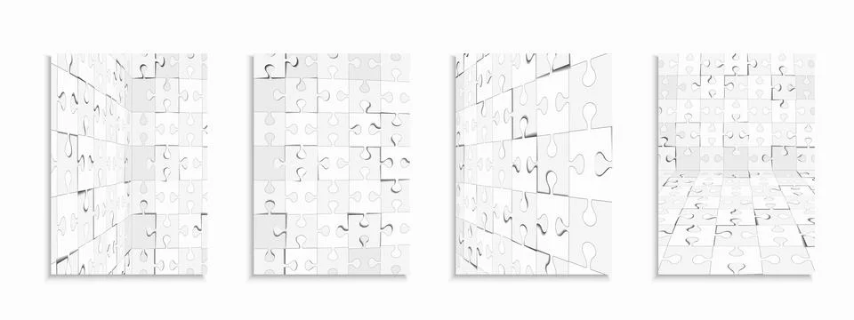 Collection of art creative vector puzzle templates, posters, placards, brochures Иллюстрация