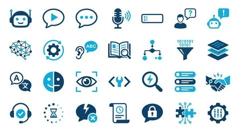 Collection of Artificial Intelligence and Machine Learning vector icons for.. Illustrazione stock