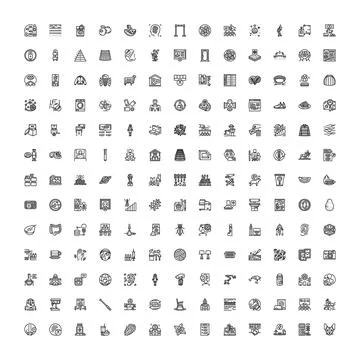 Collection of assorted black line web icons 库存插图