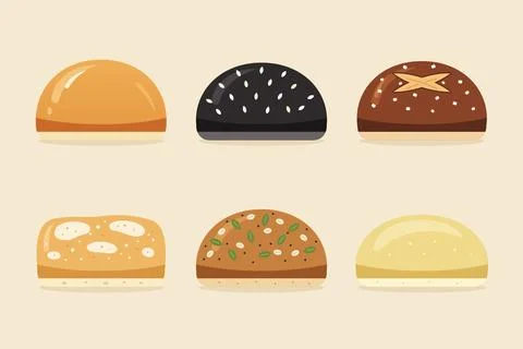 Collection Of Assorted Bread Buns With Various Toppings Illustration Illustration