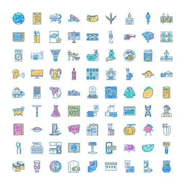 Collection of assorted colorful doodle drawing icons Stock Illustration