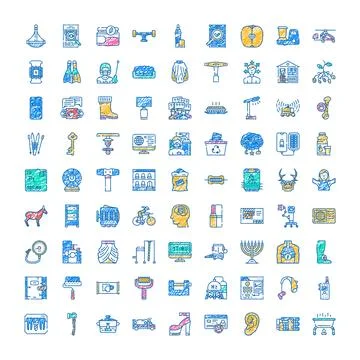 Collection of assorted colorful hand drawn doodle icons Stock Illustration