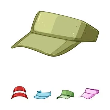 Collection of assorted colorful visor caps headwear for sports Stock Illustration