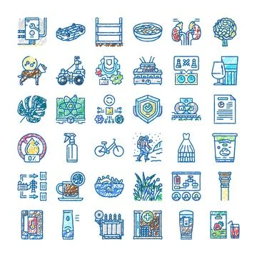 Collection of assorted hand drawn doodle style icons 库存插图