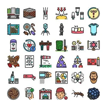 Collection of assorted icon set graphics concept Stockillustratie