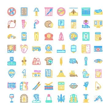 Collection of assorted icons flat design concept Stock Illustration