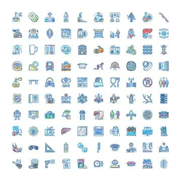 Collection of assorted icons illustrating various concepts and objects 스톡 일러스트