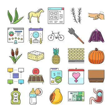 Collection of assorted icons representing daily life and concepts イラスト素材