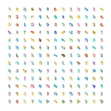 Collection of assorted isometric icons and symbols Stock Illustration