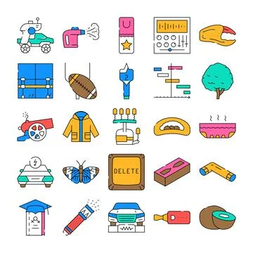 Collection of assorted line art icons 스톡 일러스트