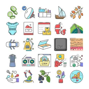 Collection of assorted line icons illustrating various concepts イラスト素材