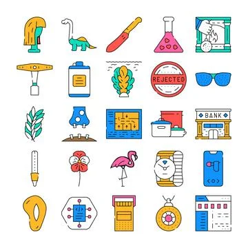 Collection of assorted linear icons for web design Stock Illustration