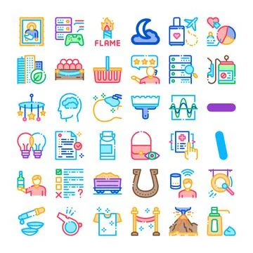 Collection of assorted outline icons representing various concepts 스톡 일러스트