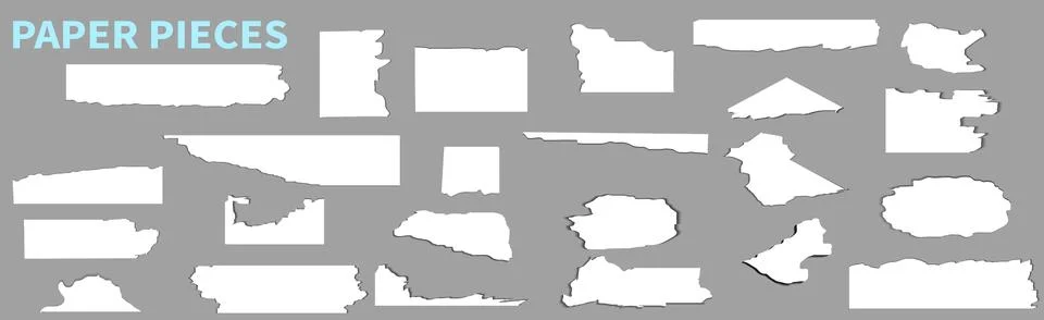 A Collection of Assorted White Paper Pieces for Creative Graphic and Design.. Stock Illustration