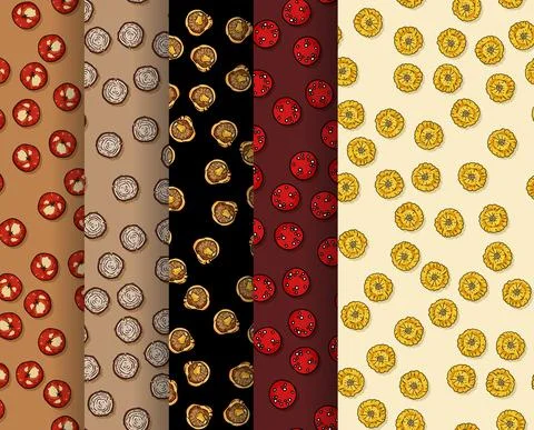 Collection of autumn seamless patterns. Set of leaves and fall elements decor 스톡 일러스트