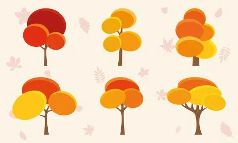 Collection Of Autumn Trees, isolated. Stock Illustration