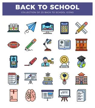 Collection of Back to School Icons Ilustración de archivo