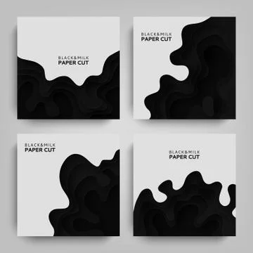 Collection backgrounds 3D layers of paper cut. Abstract paper carving art Stock Illustration