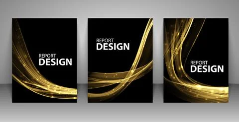 Collection of backgrounds with abstract light wave. Vector illustration. Stock Illustration