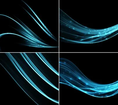 Collection of backgrounds with abstract light wave. Vector illustration. Stock Illustration