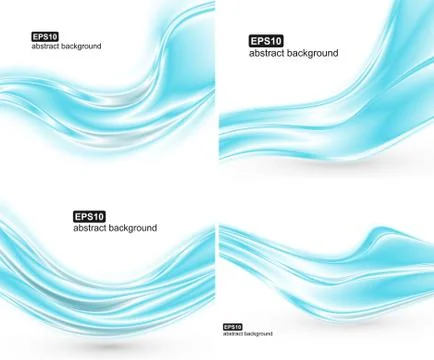 Collection of backgrounds with blue waves. Vector design for banners Illustrazione stock