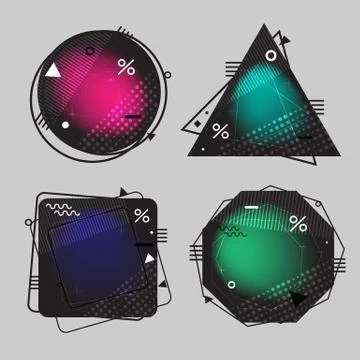 Collection of backgrounds the geometric forms with colorful elements. Stock Illustration